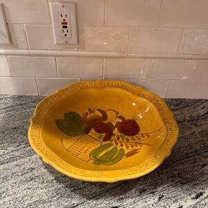 California Pottery Harvest Gold Pasta Bowl / Vegetable Made In USA 14-3/8"